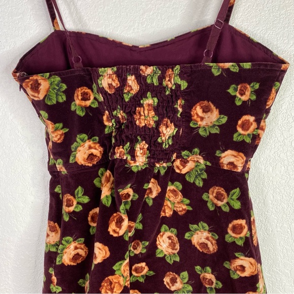 Urban Outfitters Red Rose Corduroy Velour Bustier Mini Dress - Picture 7 of 8